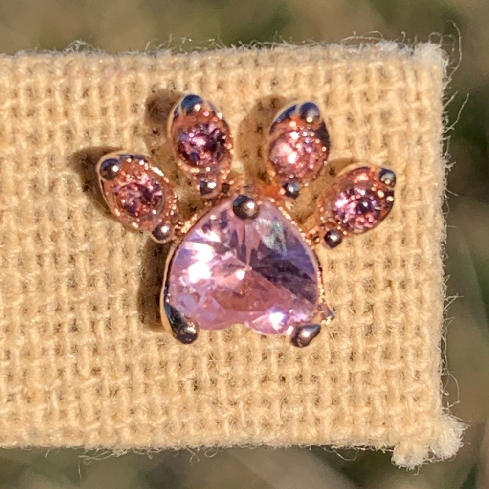FLASH SALE Pink Paw Print Heart Crystal Earrings - Picture 5 of 8